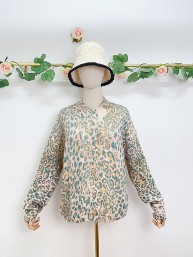 Wholesaler Saison du vent - Knitted vest print. long sleeve button