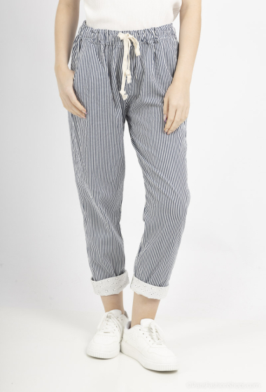 Wholesaler Saison du vent - Striped pants with lace bottom