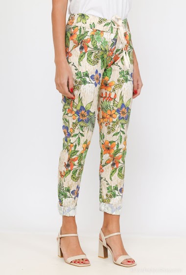 Wholesaler Saison du vent - Printed stretch trousers with shine