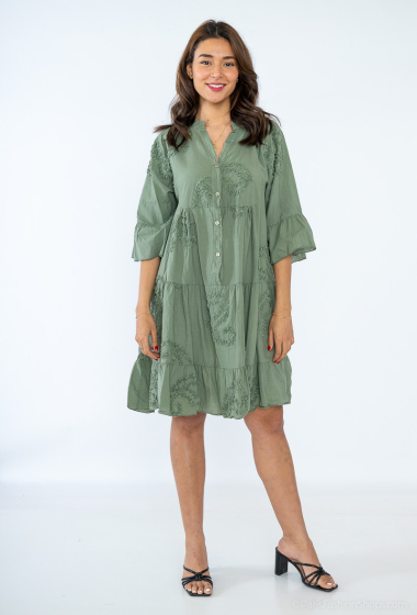 Wholesaler Saison du vent - Short dress with button embroidery