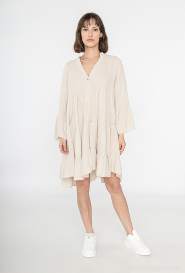 Wholesaler Saison du vent - Short buttoned dress in cotton gauze