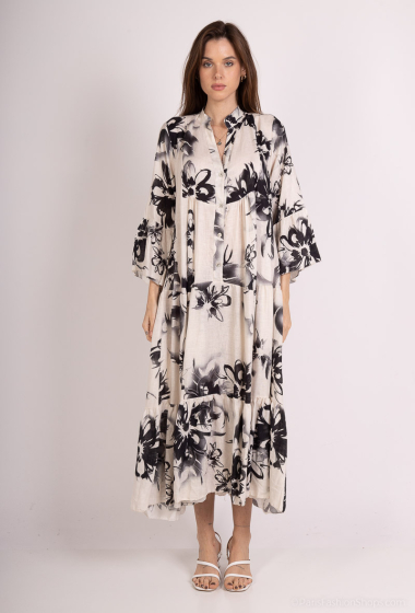 Wholesaler Saison du vent - Long printed buttoned linen dress