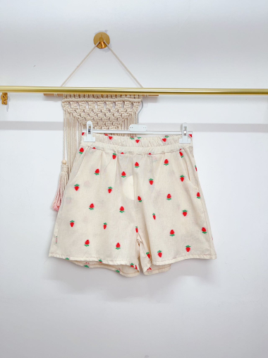 Wholesaler Saison du vent - Strawberry embroidery shorts