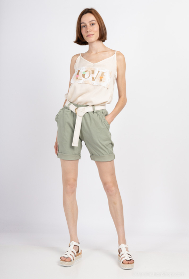 Wholesaler Saison du vent - Plain elastic shorts with belt