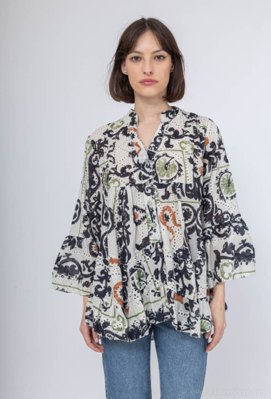 Wholesaler Saison du vent - Embroidered and printed button top