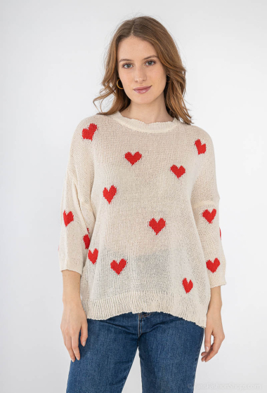 Wholesaler Saison du vent - Short sleeve knit top with heart