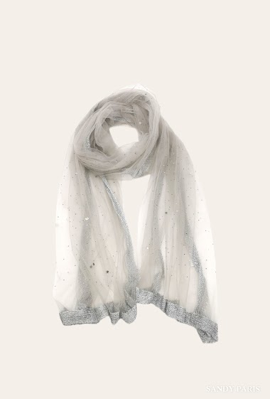 Großhändler Sandy Paris - Sheer shiny evening shawl with rhinestones