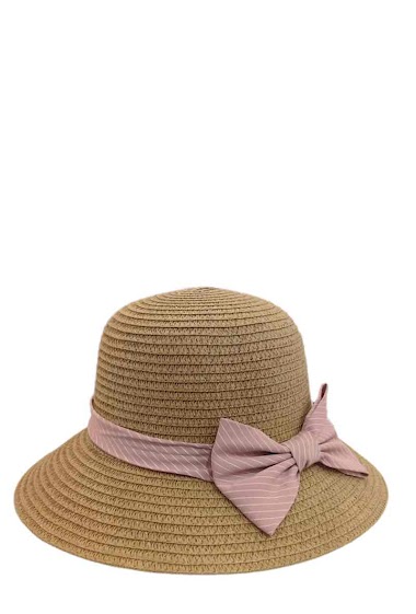Wholesaler Sandy Paris - Straw hat with striped bow tie
