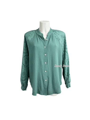 Wholesaler Sandy Paris - Cotton shirt with embroidery sleeve