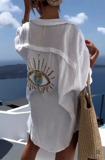 Grossiste Sandy Paris - Chemise oversize en coton avec oeil au dos