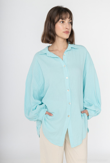 Grossiste Sandy Paris - Chemise oversize en coton gaze avec étoile au dos