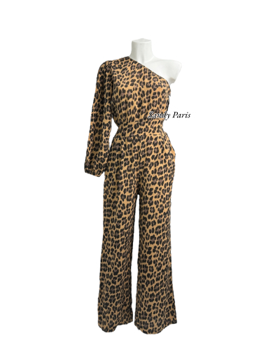 Grossiste Sandy Paris - Combinaison léopard asymétrique avec poche