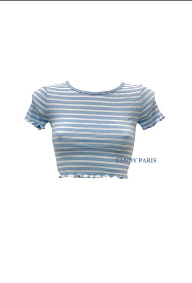 Wholesaler Sandy Paris - Striped crop top with stitched sleeve