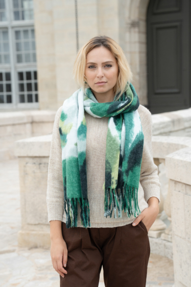 Wholesaler Sandy Paris - Scarf scarf printed with wool  180*65