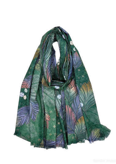 Grossiste Sandy Paris - Écharpe foulard dorure et imprimé avec laine