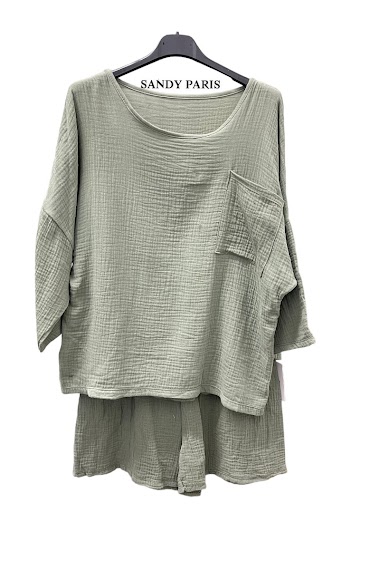 Wholesaler Sandy Paris - Cotton gauze top and shorts set