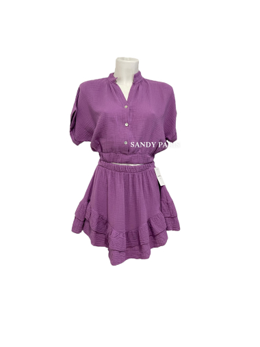 Wholesaler Sandy Paris - Cotton gauze top and skirt set