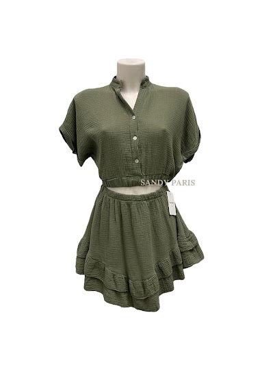 Großhändler Sandy Paris - Cotton gauze top and skirt set