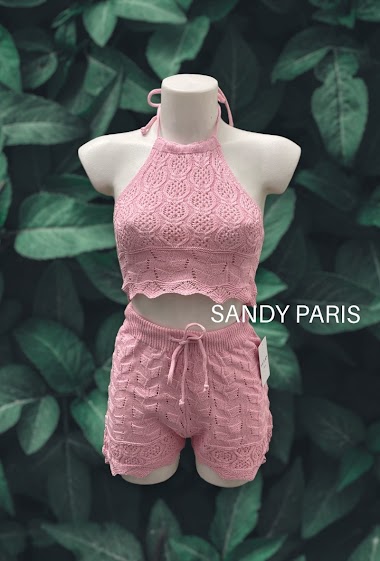 Grossiste Sandy Paris - Ensemble top et short en crochet