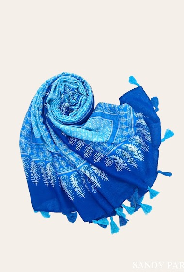 Wholesaler Sandy Paris - Printed scarf with pompoms