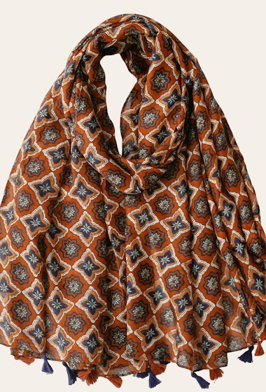 Mayorista Sandy Paris - Printed scarf with pompons