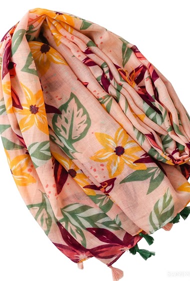 Großhändler Sandy Paris - Printed scarf with pompons