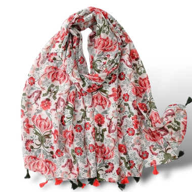 Großhändler Sandy Paris - Bedruckter Schal mit Pompons