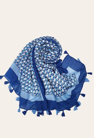 Mayorista Sandy Paris - Printed scarf with pompoms