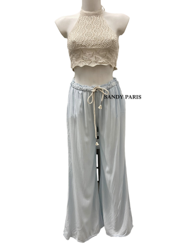 Grossiste Sandy Paris - Pantalon fluide avec cordon à nouer