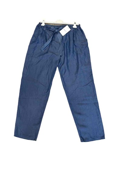 Grossiste Sandy Paris - Pantalon fluide en lyocell/tencel avec ceinture GRANDETAILLE