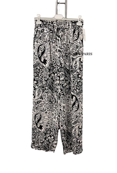 Grossiste Sandy Paris - Pantalon imprimé fluide en lyocell/tencel avec ceinture