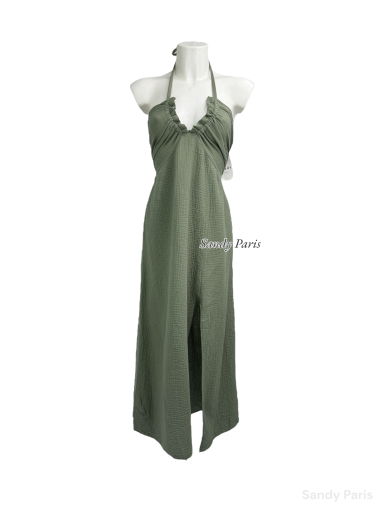 Wholesaler Sandy Paris - Bow-back cotton gauze slit dress