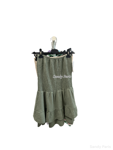 Wholesaler Sandy Paris - Strapless cotton gauze dress.