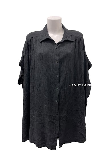 Grossiste Sandy Paris - Robe chemise en cotton de gaze avec manche