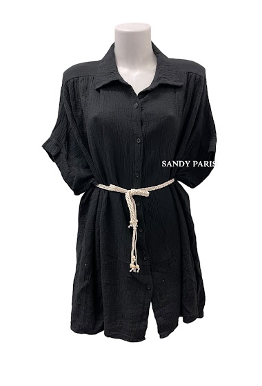 Mayorista Sandy Paris - Vestido camisero de gasa de algodón