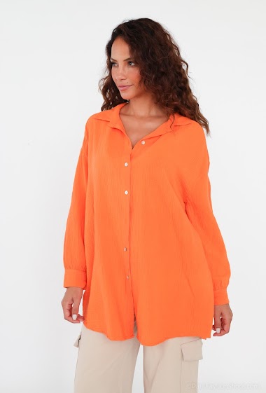 Großhändler Sandy Paris - Mittellanges Hemdkleid aus Baumwollgaze