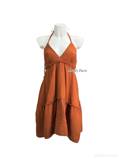 Großhändler Sandy Paris - Rückenfreies Kleid aus Baumwollgaze