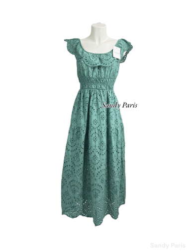 Wholesaler Sandy Paris - Bardot neck and backless embroidery dress