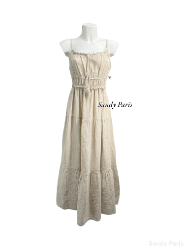 Großhändler Sandy Paris - Langes Kleid mit Pompon aus Baumwollgaze