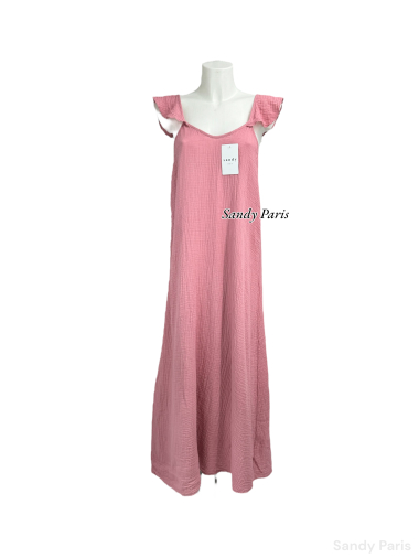 Großhändler Sandy Paris - Langes Kleid aus Baumwollgaze mit Schleife hinten
