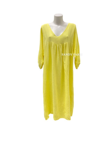 Großhändler Sandy Paris - Langes Kleid aus Baumwollgaze mit Ärmeln
