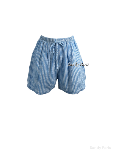 Wholesaler Sandy Paris - Striped cotton gauze shorts with pocket