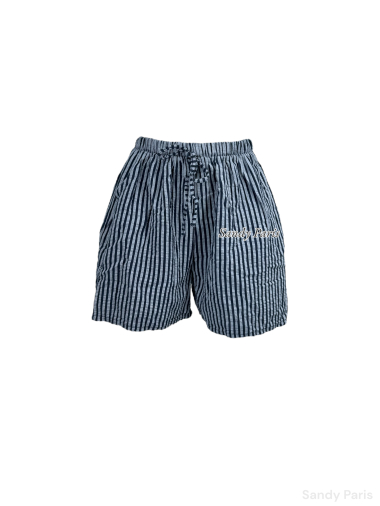 Wholesaler Sandy Paris - Striped cotton gauze shorts with pocket