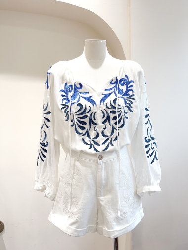 Wholesaler SARAH JOHN - Blue embroidered blouse