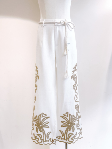 Wholesaler SARAH JOHN - Embroidered pants containing linen