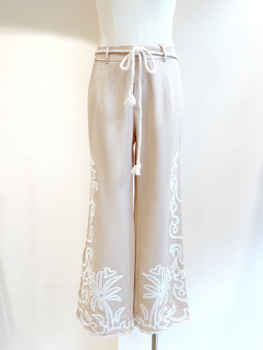 Wholesaler SARAH JOHN - Embroidered pants containing linen