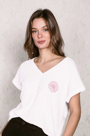Wholesaler SARAH JOHN - Cotton T-shirt with embroidery