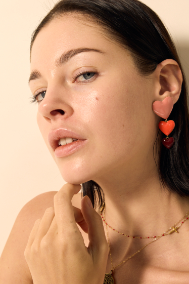 Wholesaler Satine - 3 heart earring