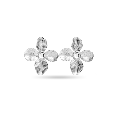 Wholesaler Satine - Round Rhinestone Flower Earrings