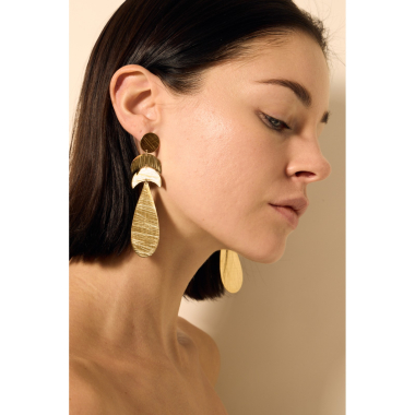 Wholesaler Satine - Designer Half-Moon and Drop Geometric Drop Earrings